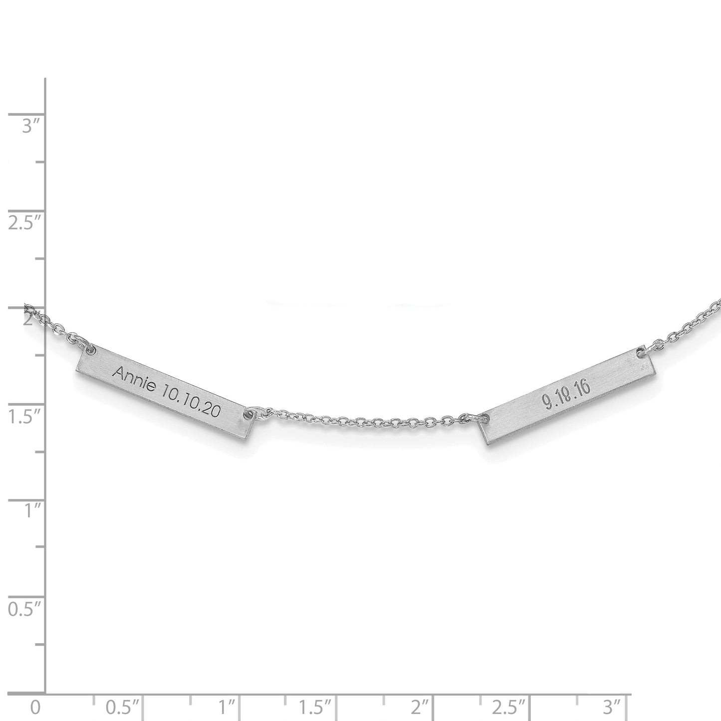 10K White Gold Brushed 2 Station Necklace