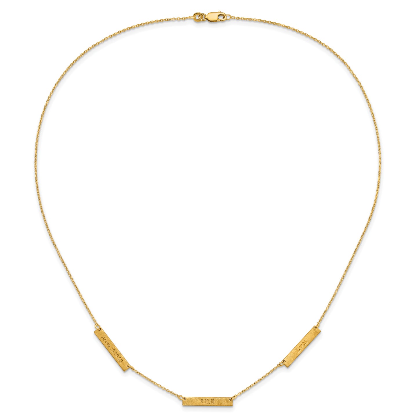 Sterling Silver Gold plated Brushed 3 Station Necklace
