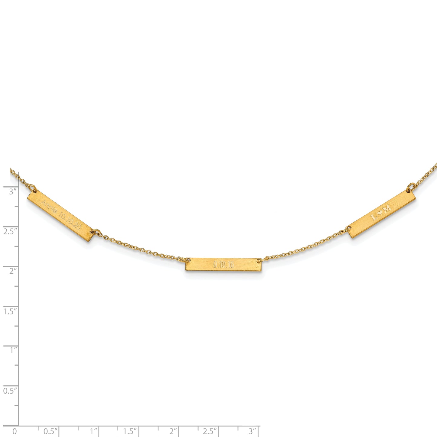 Sterling Silver Gold plated Brushed 3 Station Necklace