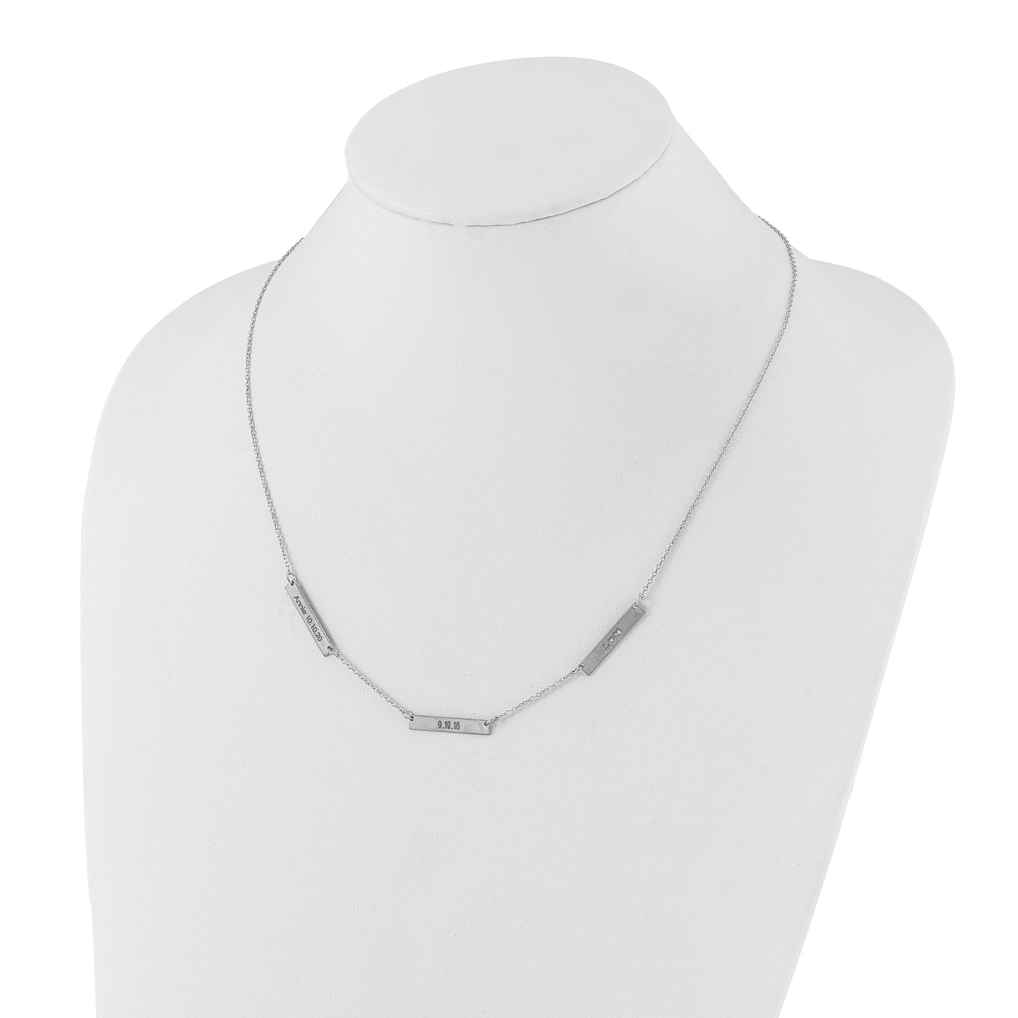 Sterling Silver Rhodium plated Brushed 3 Station Necklace
