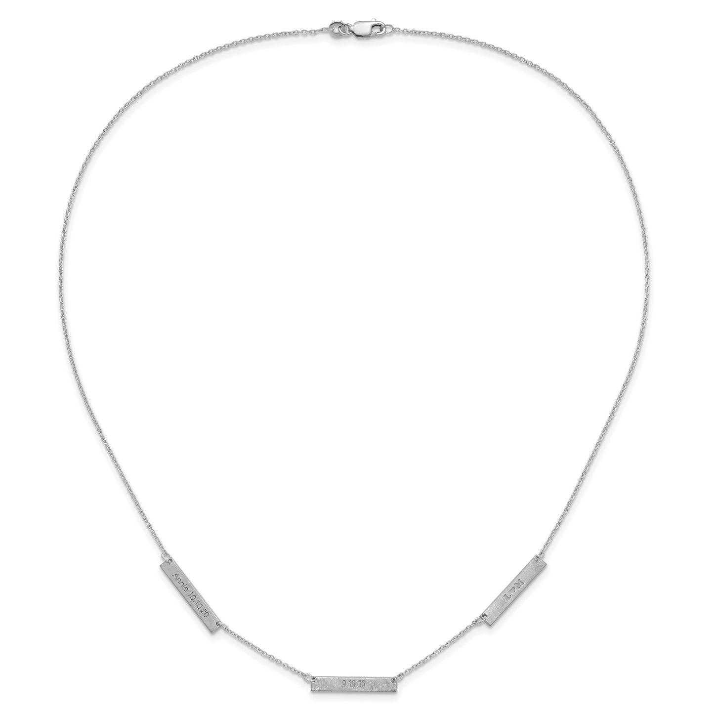 Sterling Silver Rhodium plated Brushed 3 Station Necklace