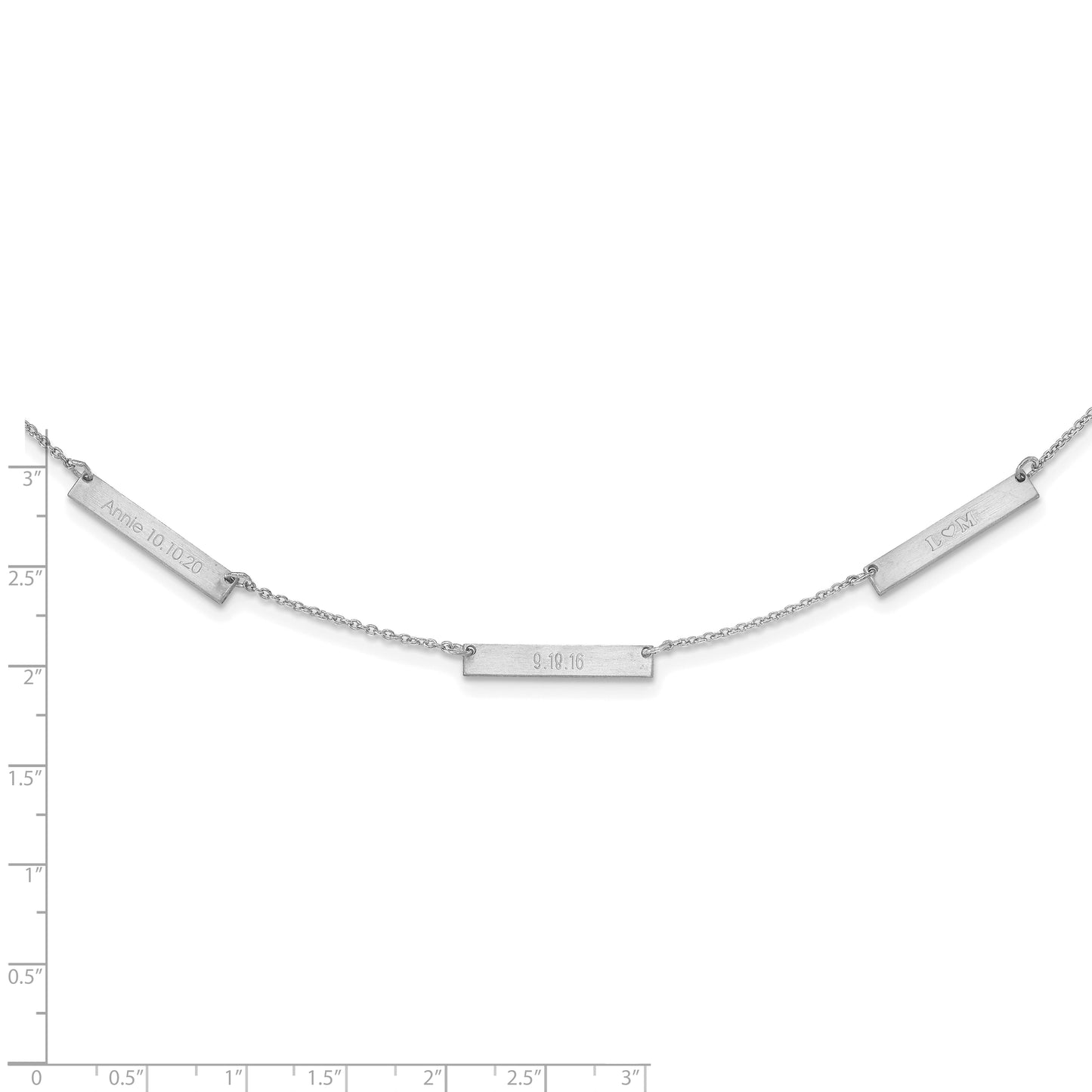 Sterling Silver Rhodium plated Brushed 3 Station Necklace