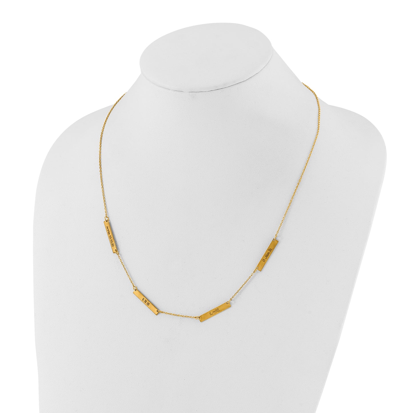Sterling Silver Gold plated Brushed 4 Station Necklace