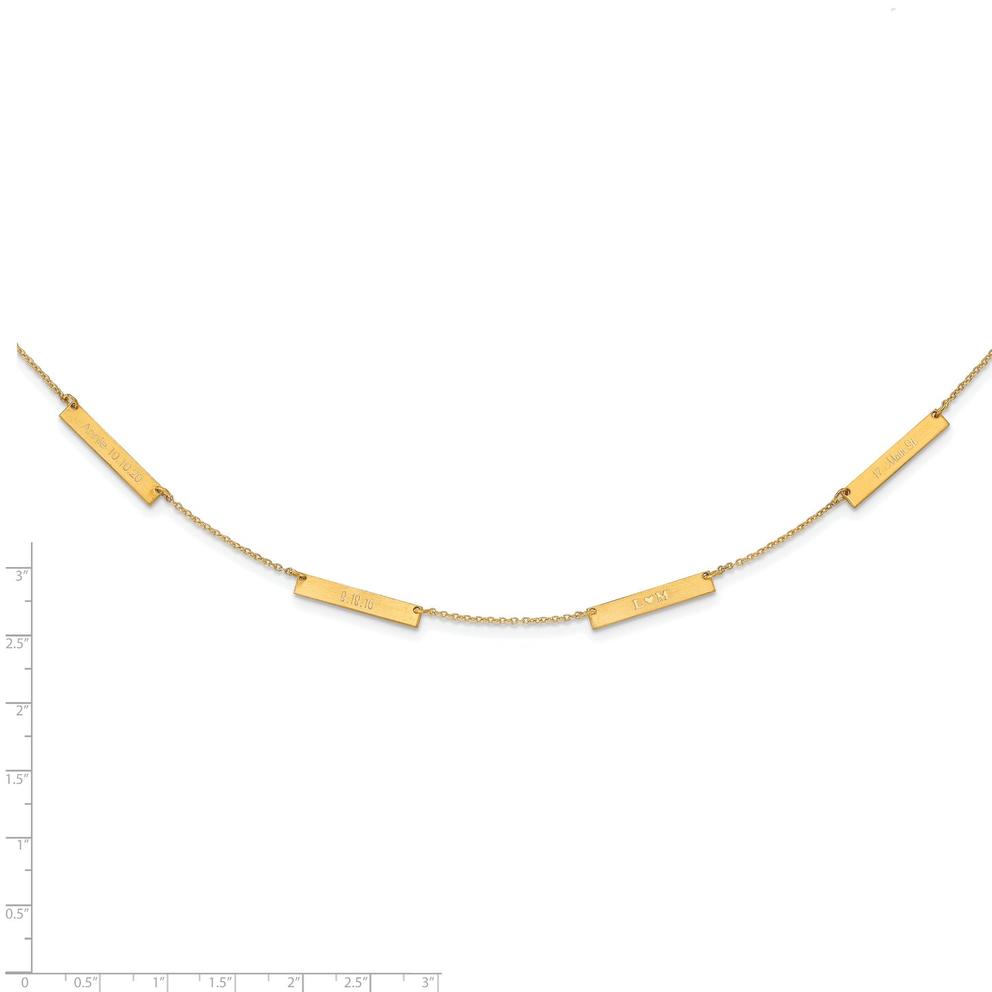Sterling Silver Gold plated Brushed 4 Station Necklace