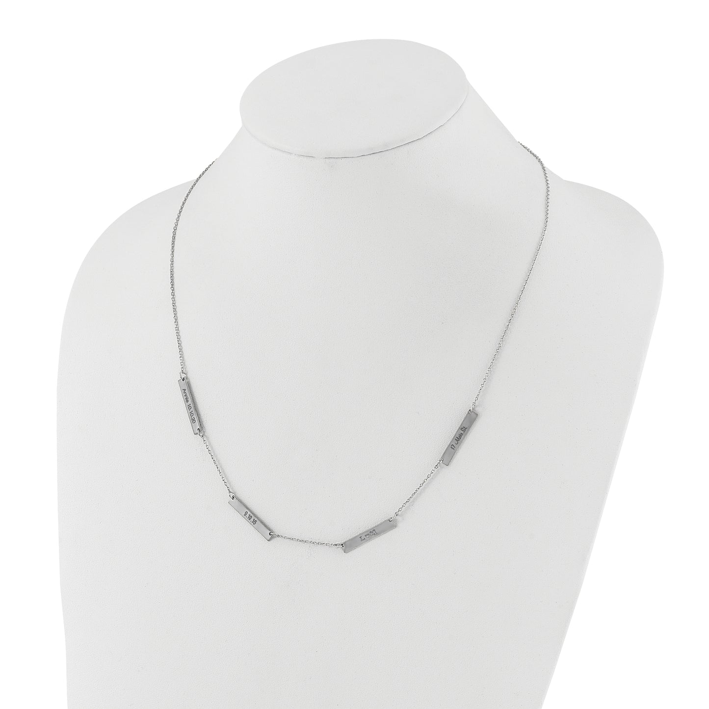 Sterling Silver Rhodium plated Brushed 4 Station Necklace