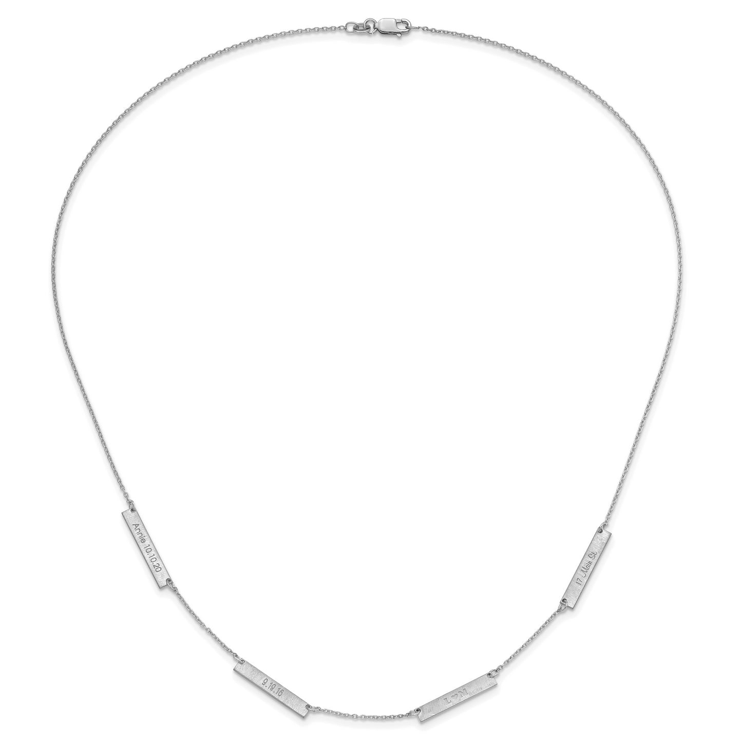 Sterling Silver Rhodium plated Brushed 4 Station Necklace