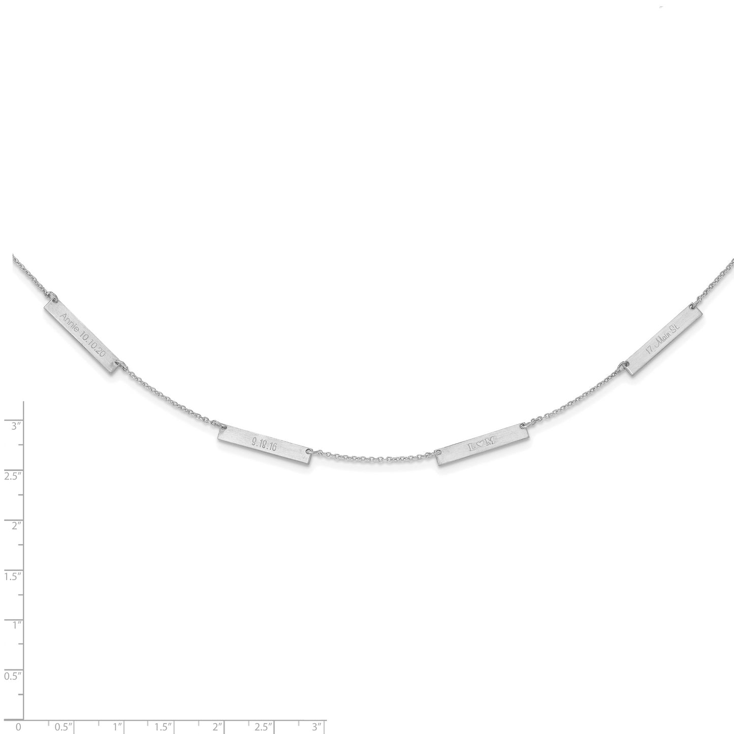 Sterling Silver Rhodium plated Brushed 4 Station Necklace