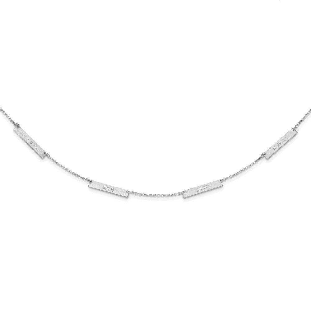 Sterling Silver Rhodium plated Brushed 4 Station Necklace