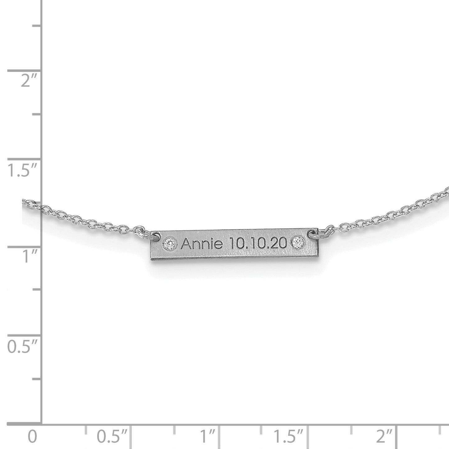 10K White Gold Brushed 1 Station with Diamond Necklace
