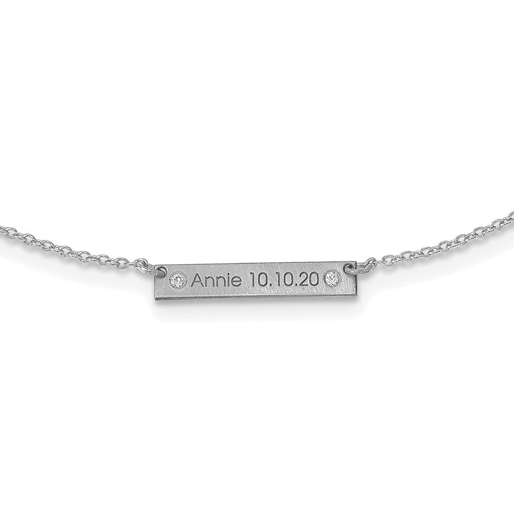 10K White Gold Brushed 1 Station with Diamond Necklace