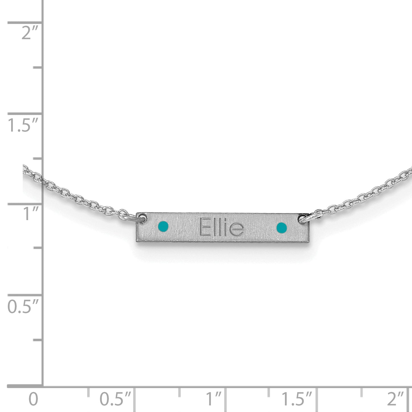 14K White Gold Brushed 1 Station Enameled Necklace