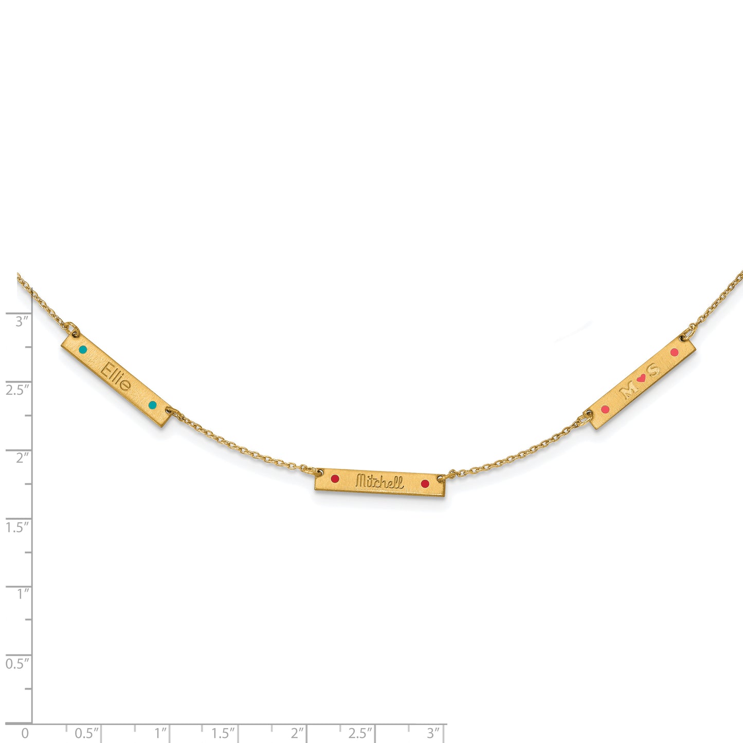 Sterling Silver Gold plated Brushed 3 Station Enameled Necklace