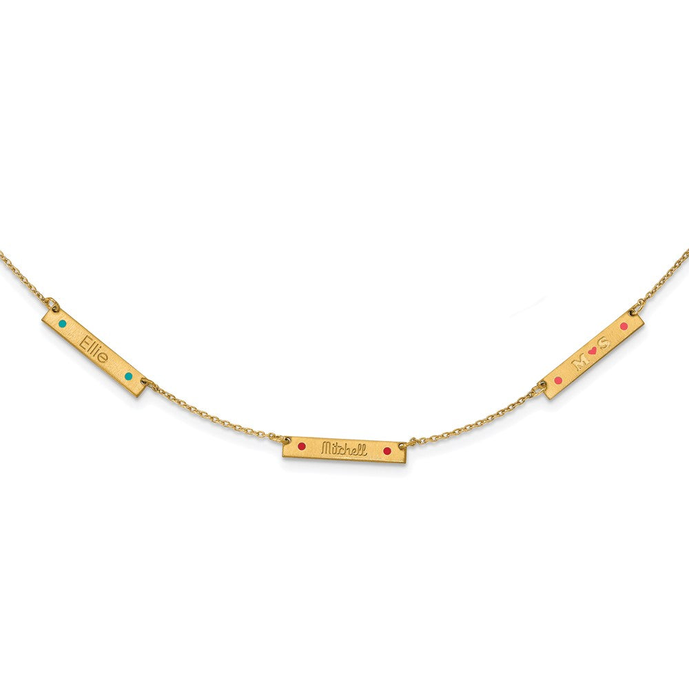 Sterling Silver Gold plated Brushed 3 Station Enameled Necklace