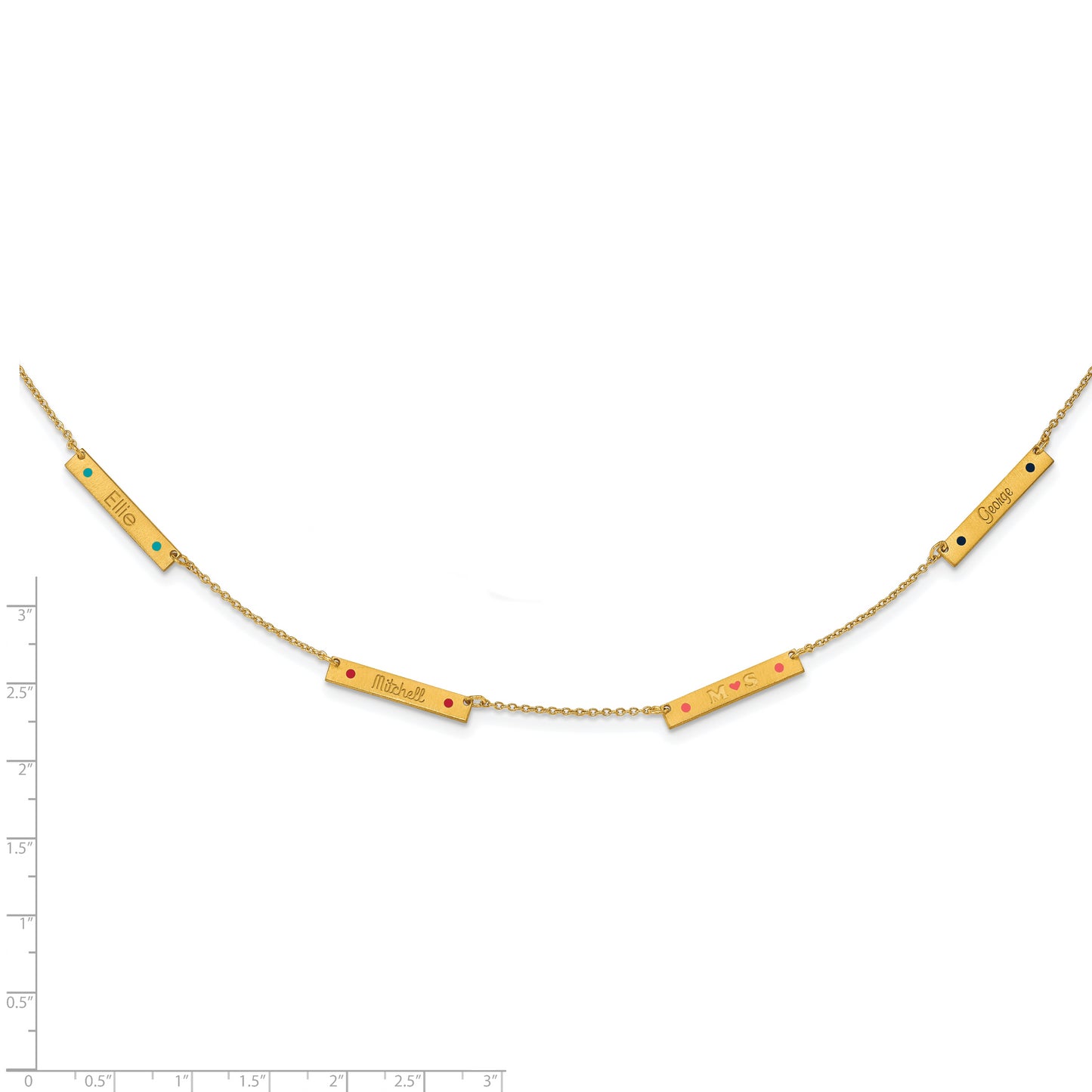 Sterling Silver Gold plated Brushed 4 Station Enameled Necklace