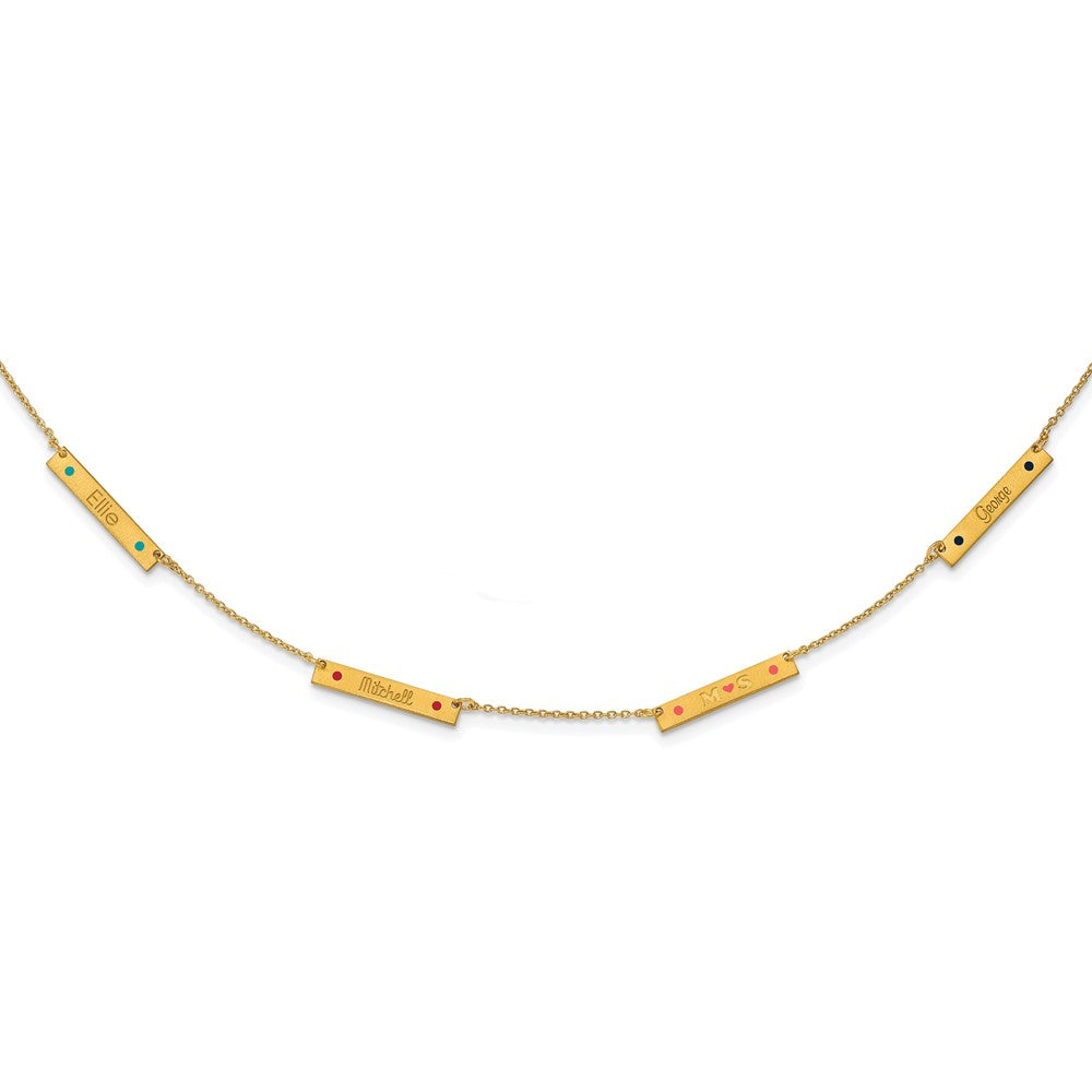 Sterling Silver Gold plated Brushed 4 Station Enameled Necklace