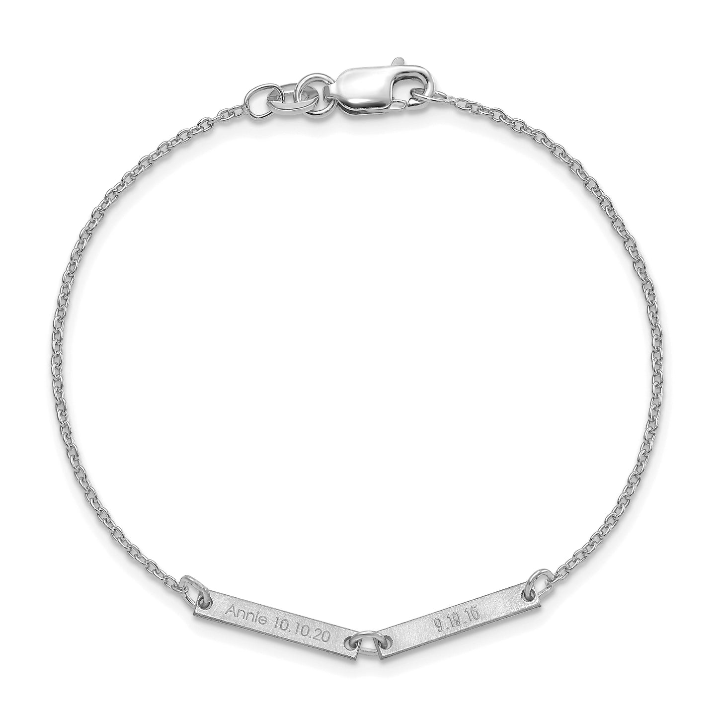 Sterling Silver Rhodium plated Brushed 2 Station Bracelet