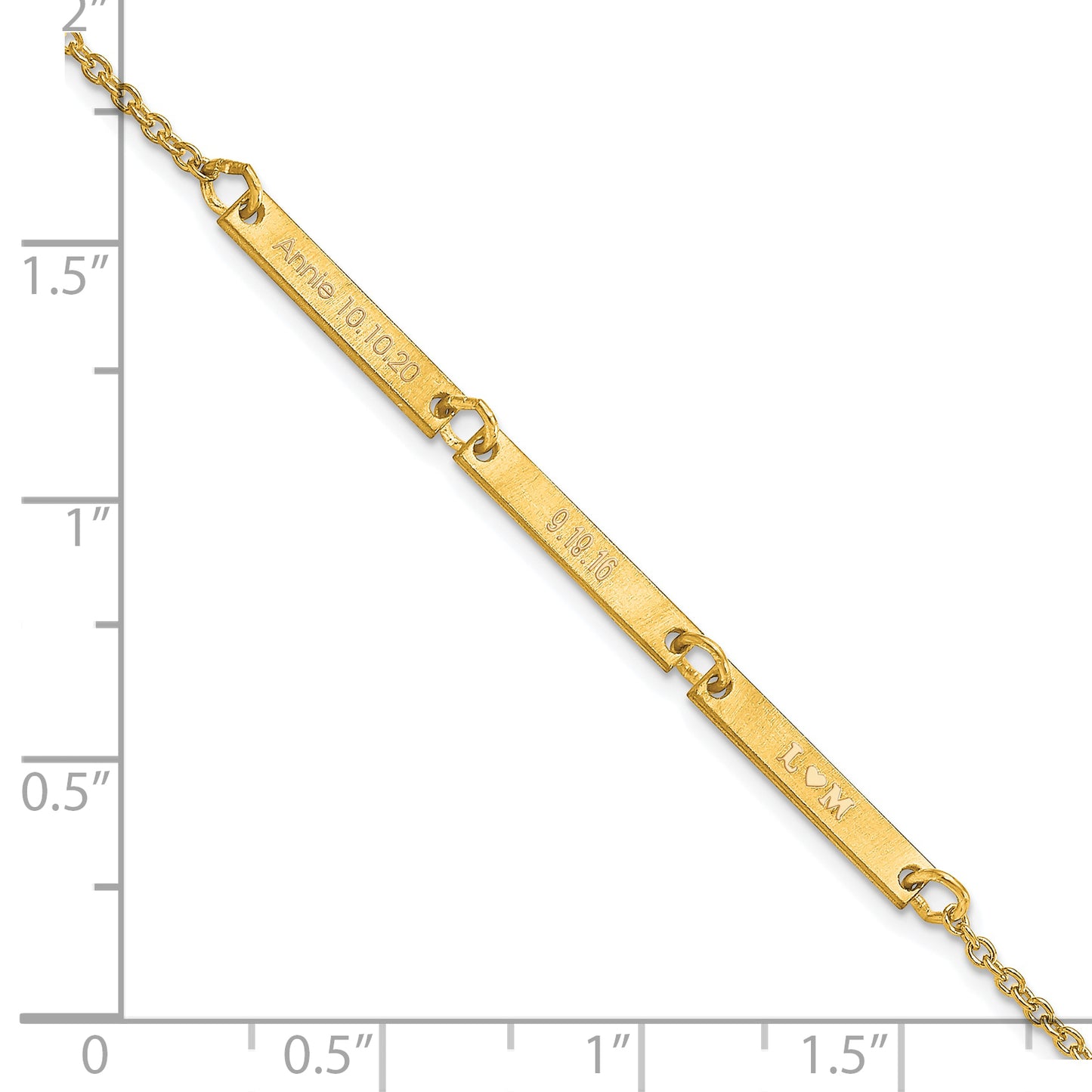 Sterling Silver Gold plated Brushed 3 Station Bracelet
