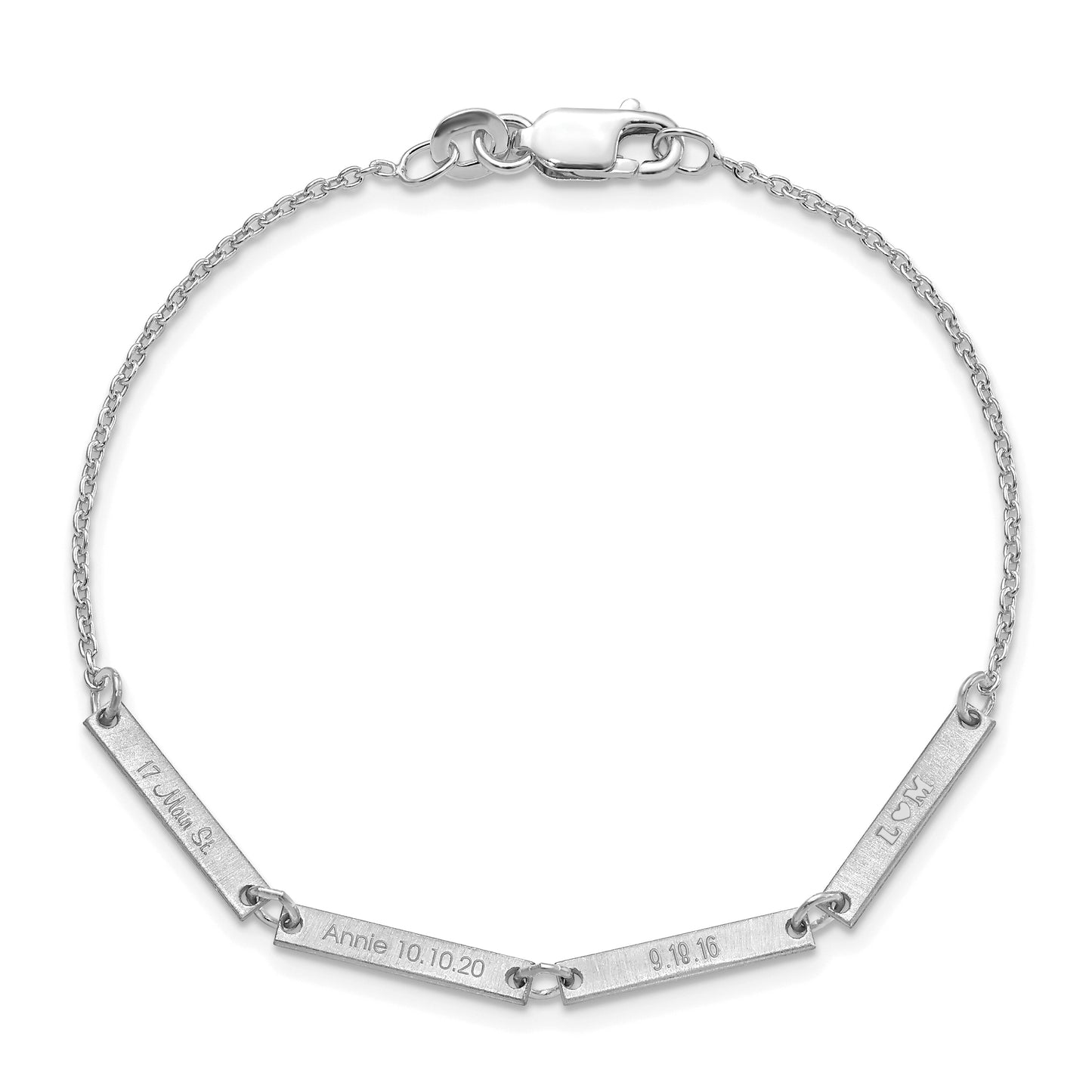 Sterling Silver Rhodium plated Brushed 4 Station Bracelet