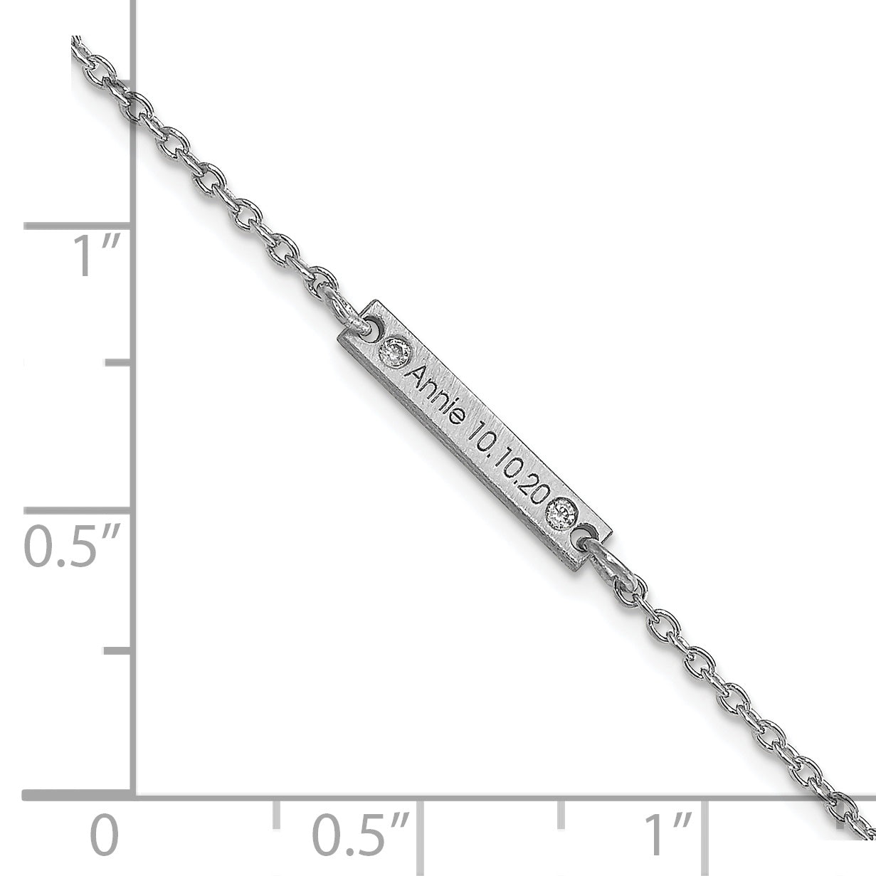 10K White Gold Brushed 1 Station Diamond Bracelet
