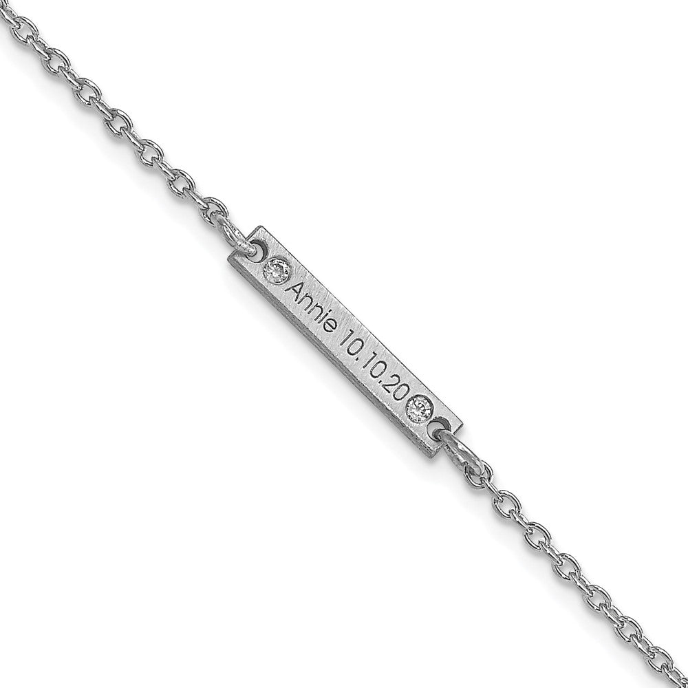 10K White Gold Brushed 1 Station Diamond Bracelet