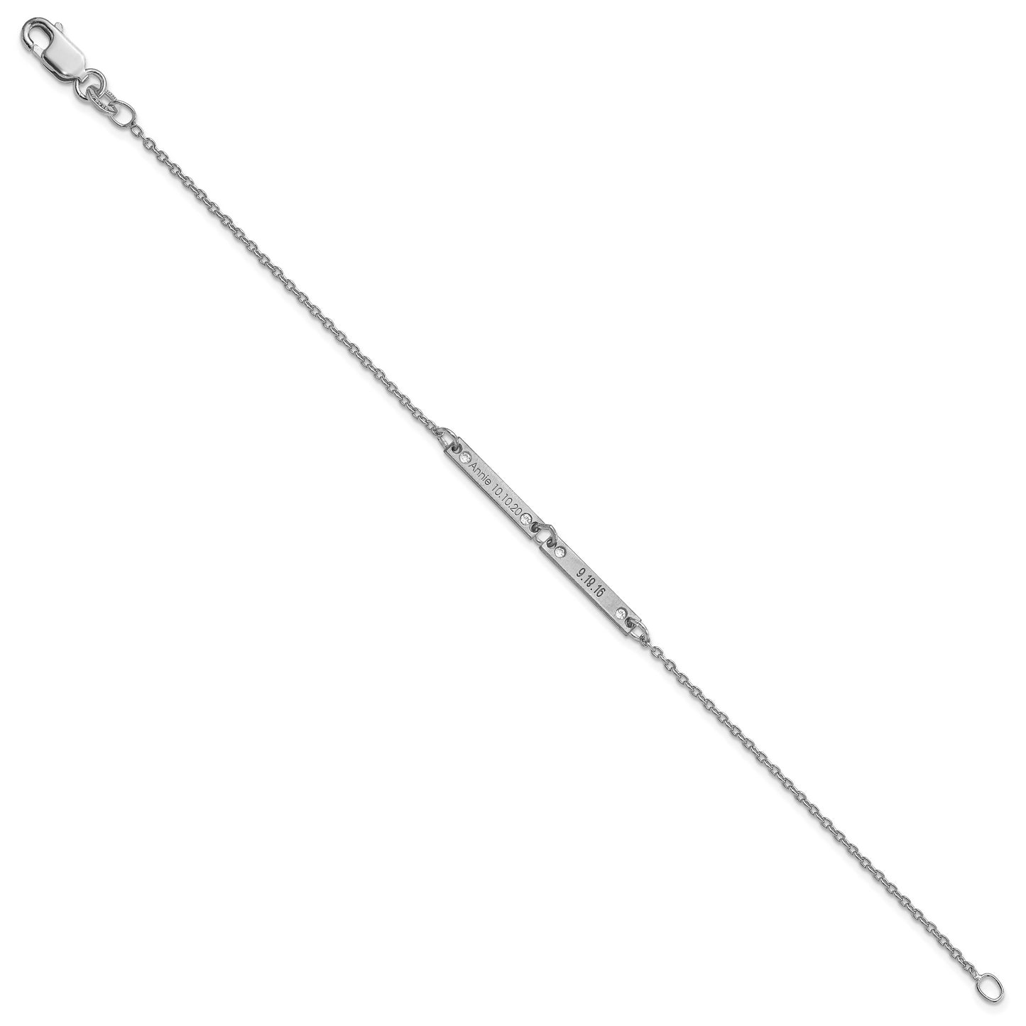 10K White Gold Brushed 2 Station Diamond Bracelet
