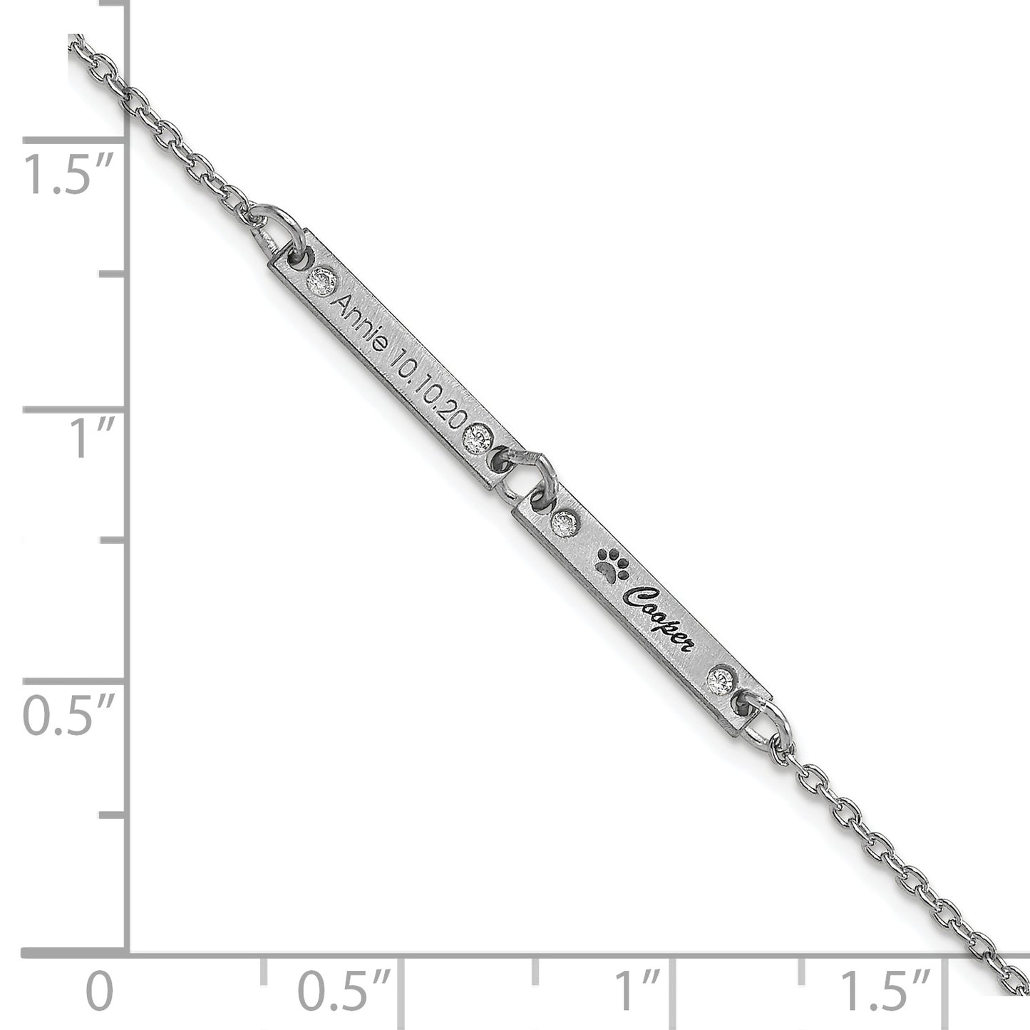 10K White Gold Brushed 2 Station Diamond Bracelet