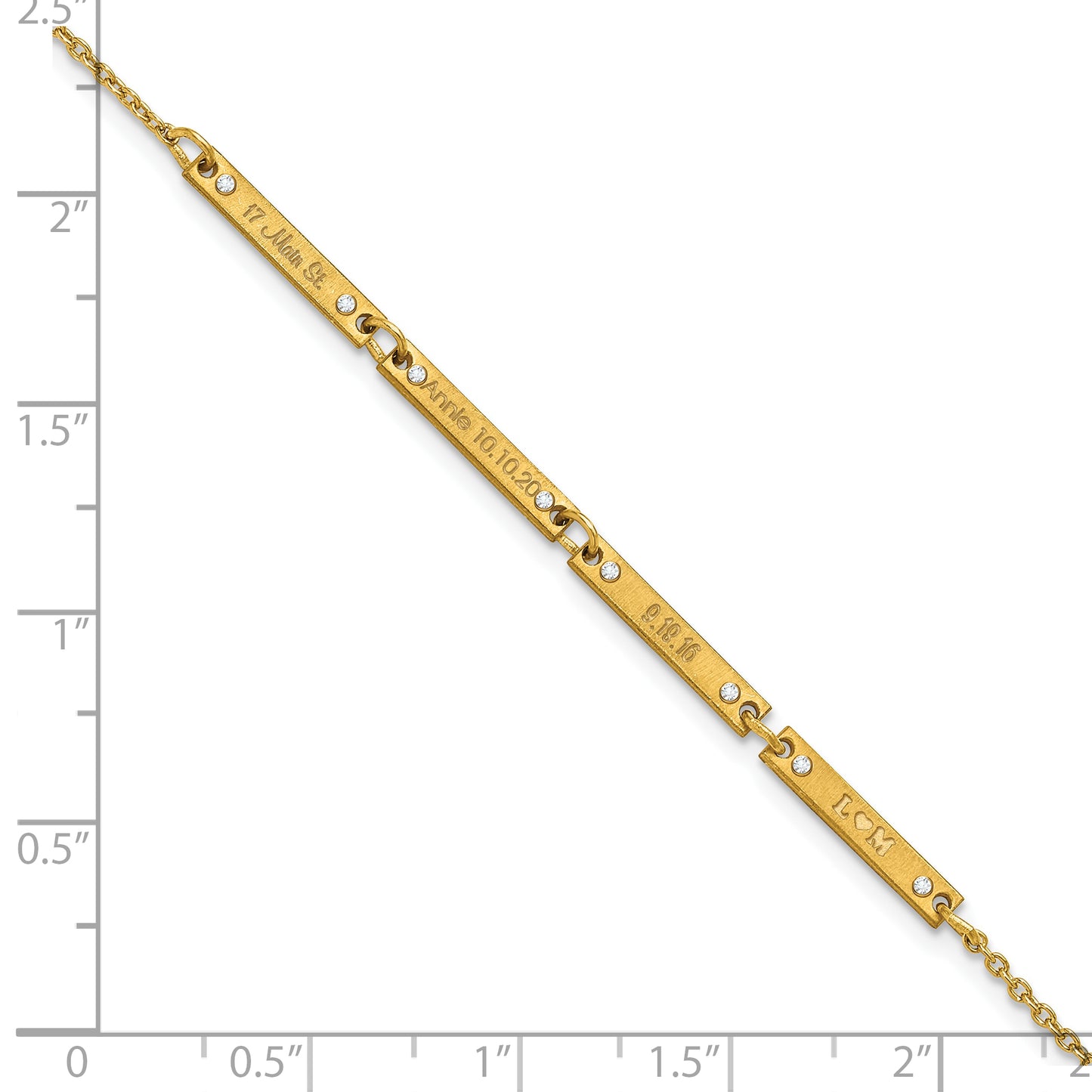 14K Yellow Gold Brushed 4 Station Diamond Bracelet