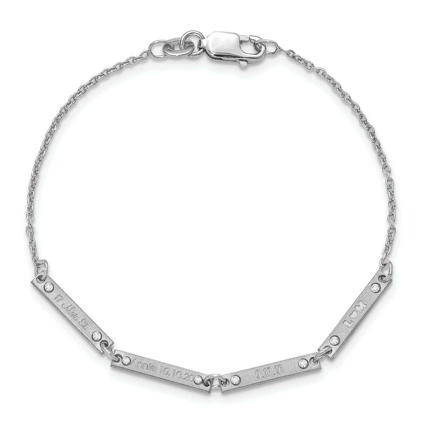 14K White Gold Brushed 4 Station Diamond Bracelet