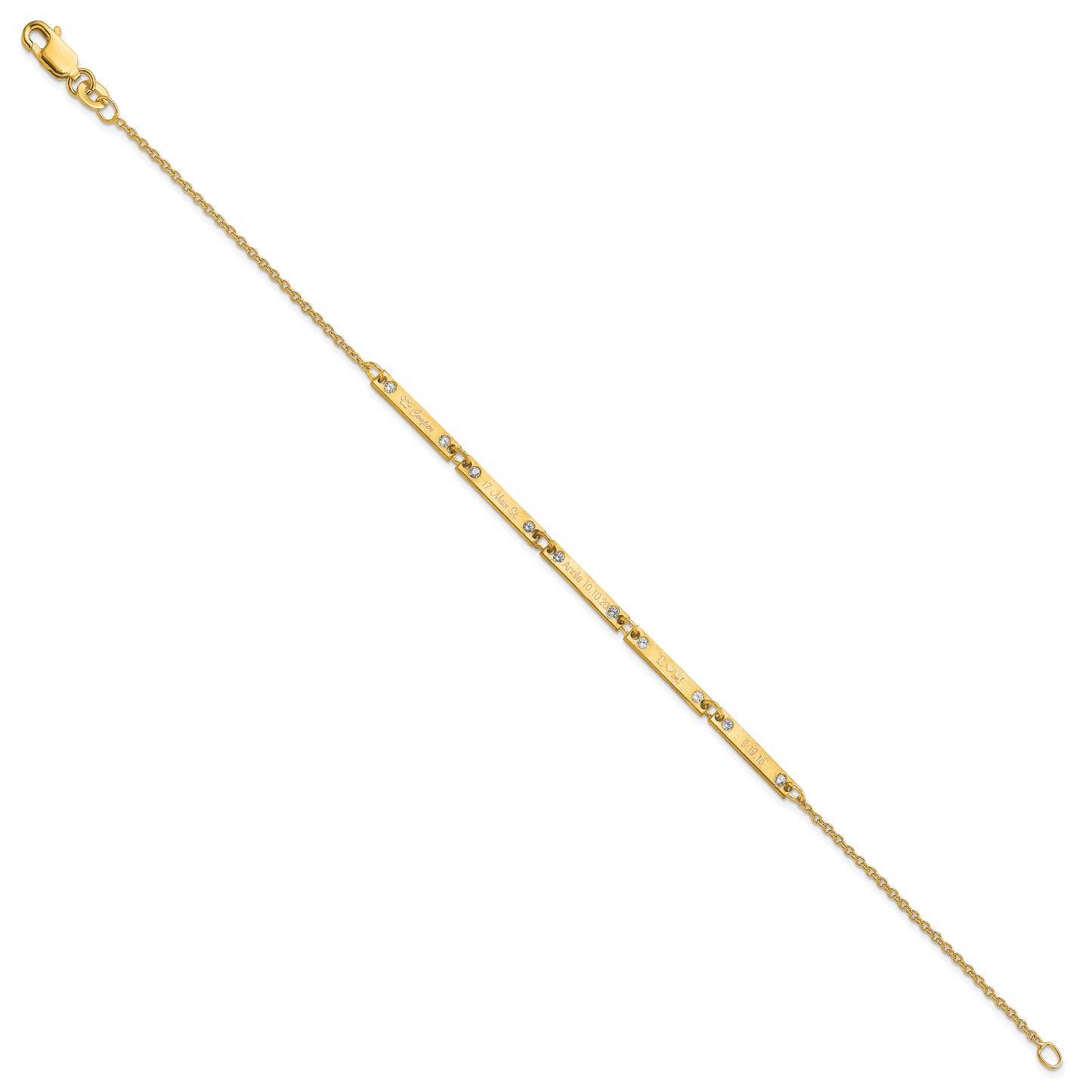 Sterling Silver Gold plated Brushed 5 Station with Diamond Bracelet