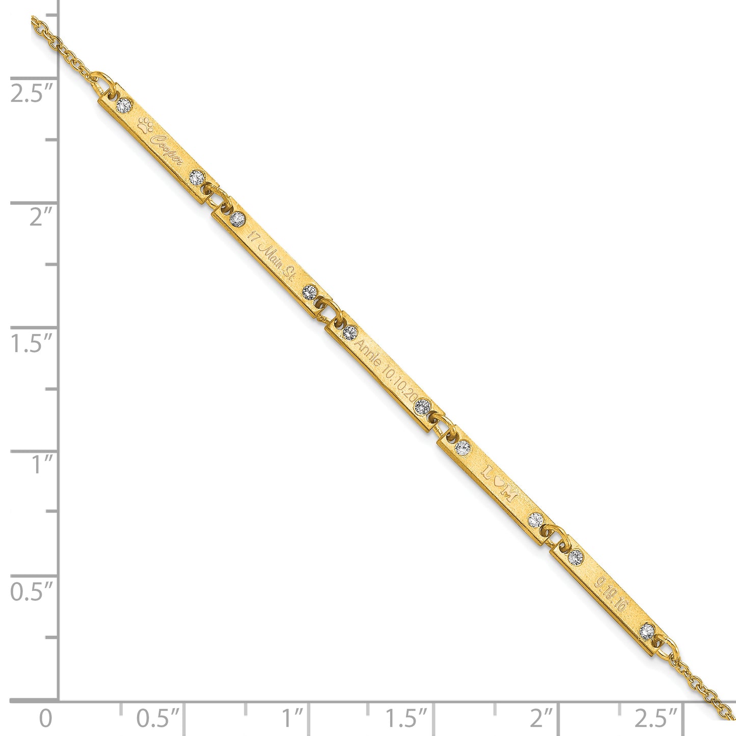 14K Yellow Gold Brushed 5 Station Diamond Bracelet