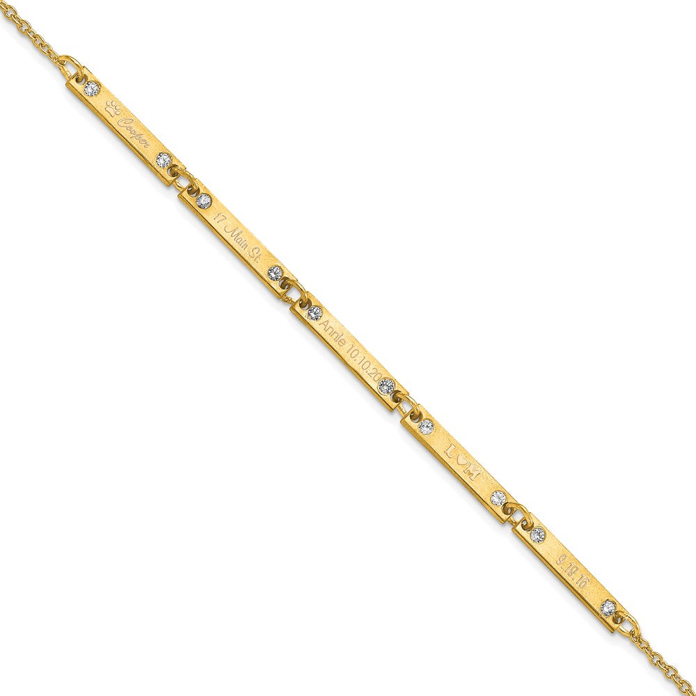 Sterling Silver Gold plated Brushed 5 Station with Diamond Bracelet