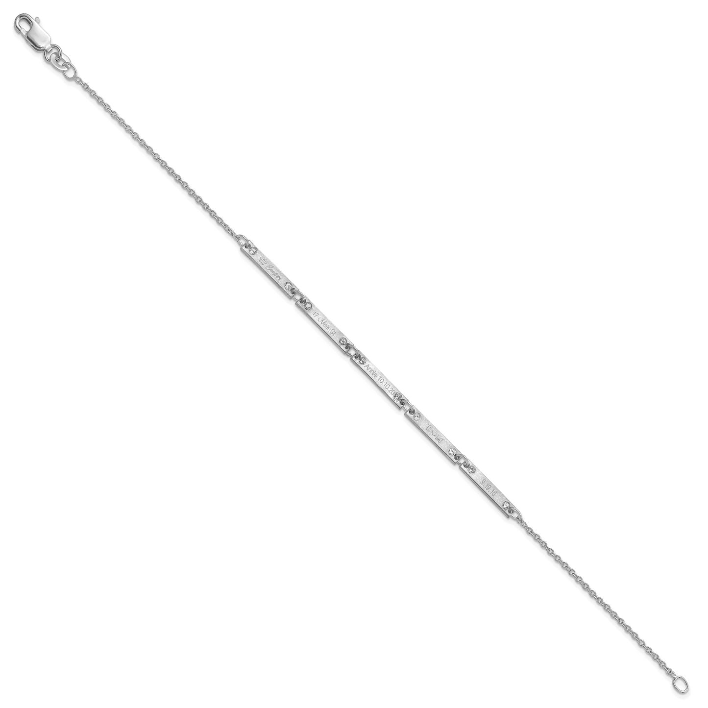 14K White Gold Brushed 5 Station Diamond Bracelet