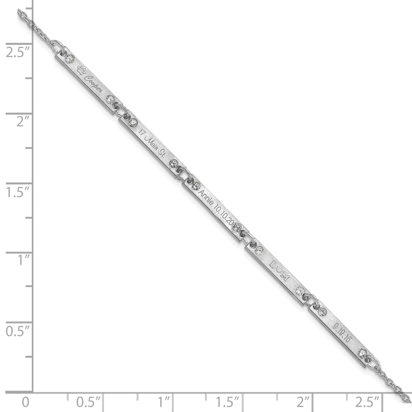 14K White Gold Brushed 5 Station Diamond Bracelet