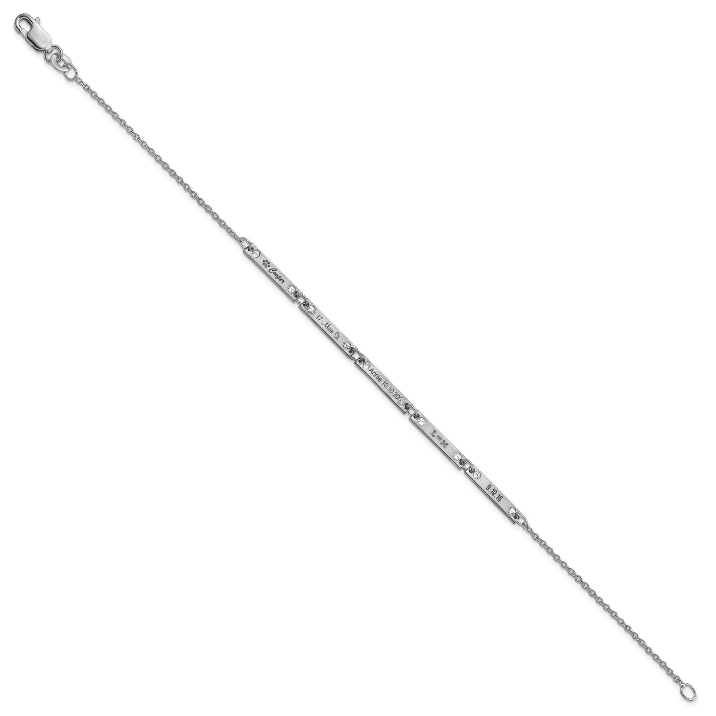 10K White Gold Brushed 5 Station Diamond Bracelet