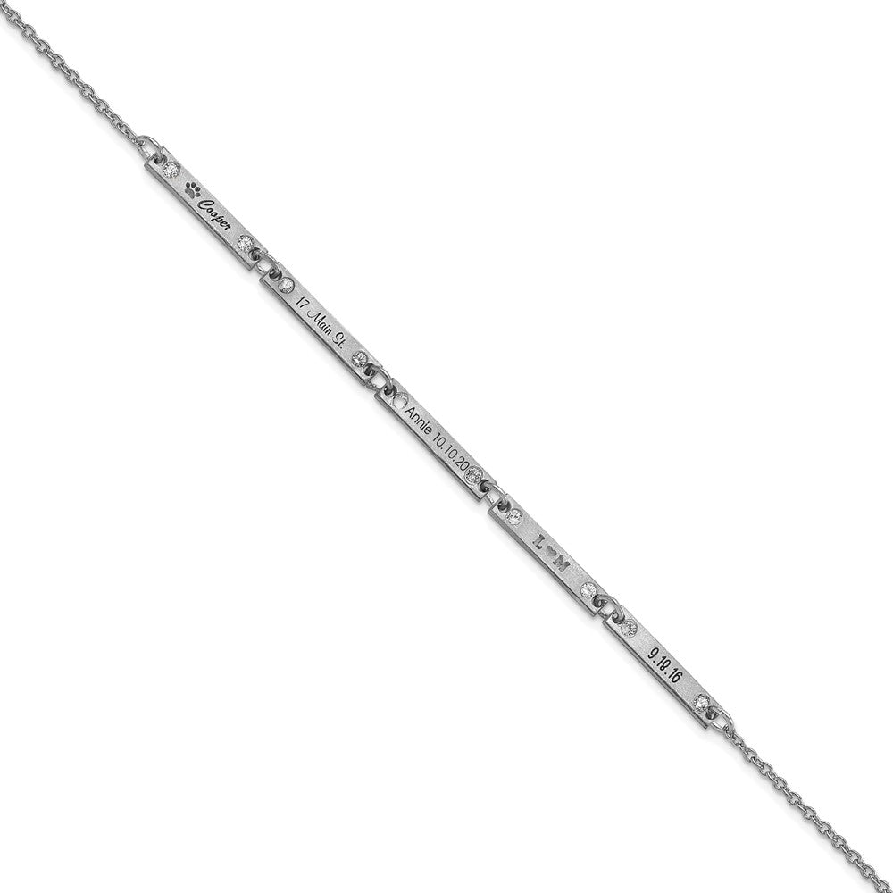 10K White Gold Brushed 5 Station Diamond Bracelet