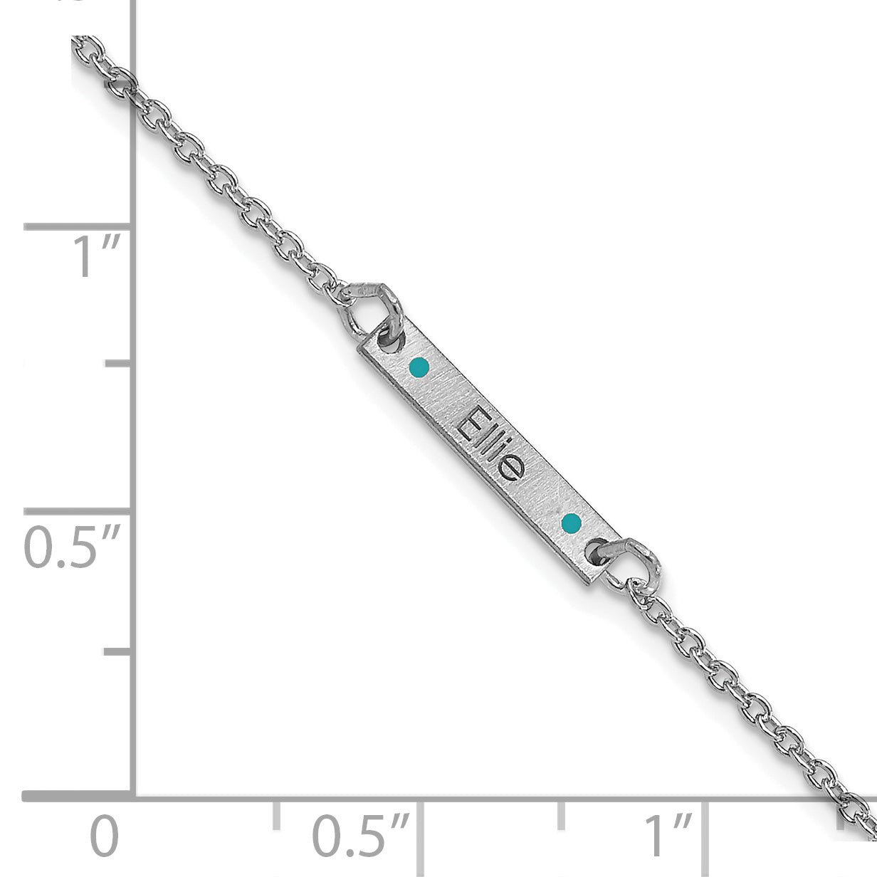 10K White Gold Brushed 1 Station Enameled Bracelet