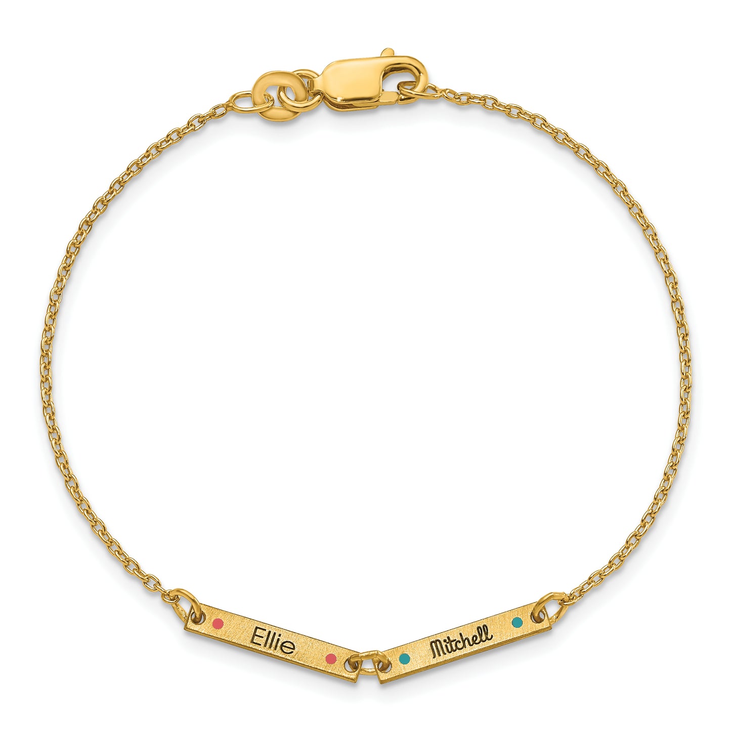Sterling Silver Gold plated Brushed 2 Station Enameled Bracelet
