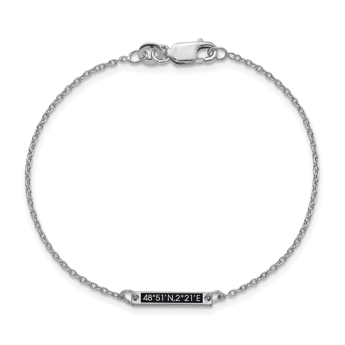 Sterling Silver Rhodium plated Brushed Enameled 1 Station Bracelet