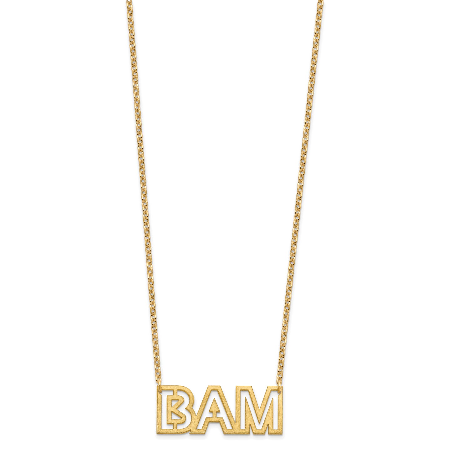 Sterling Silver Gold plated Small Brushed 3 Letter Necklace