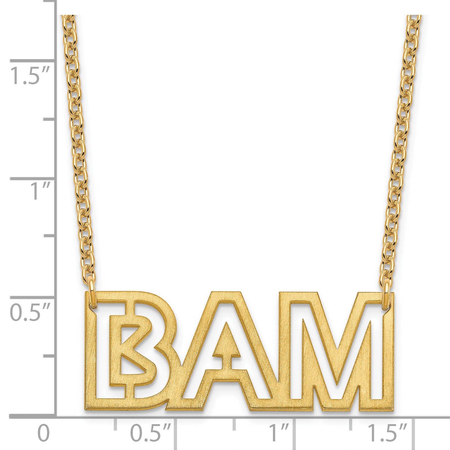 Sterling Silver Gold plated Small Brushed 3 Letter Necklace