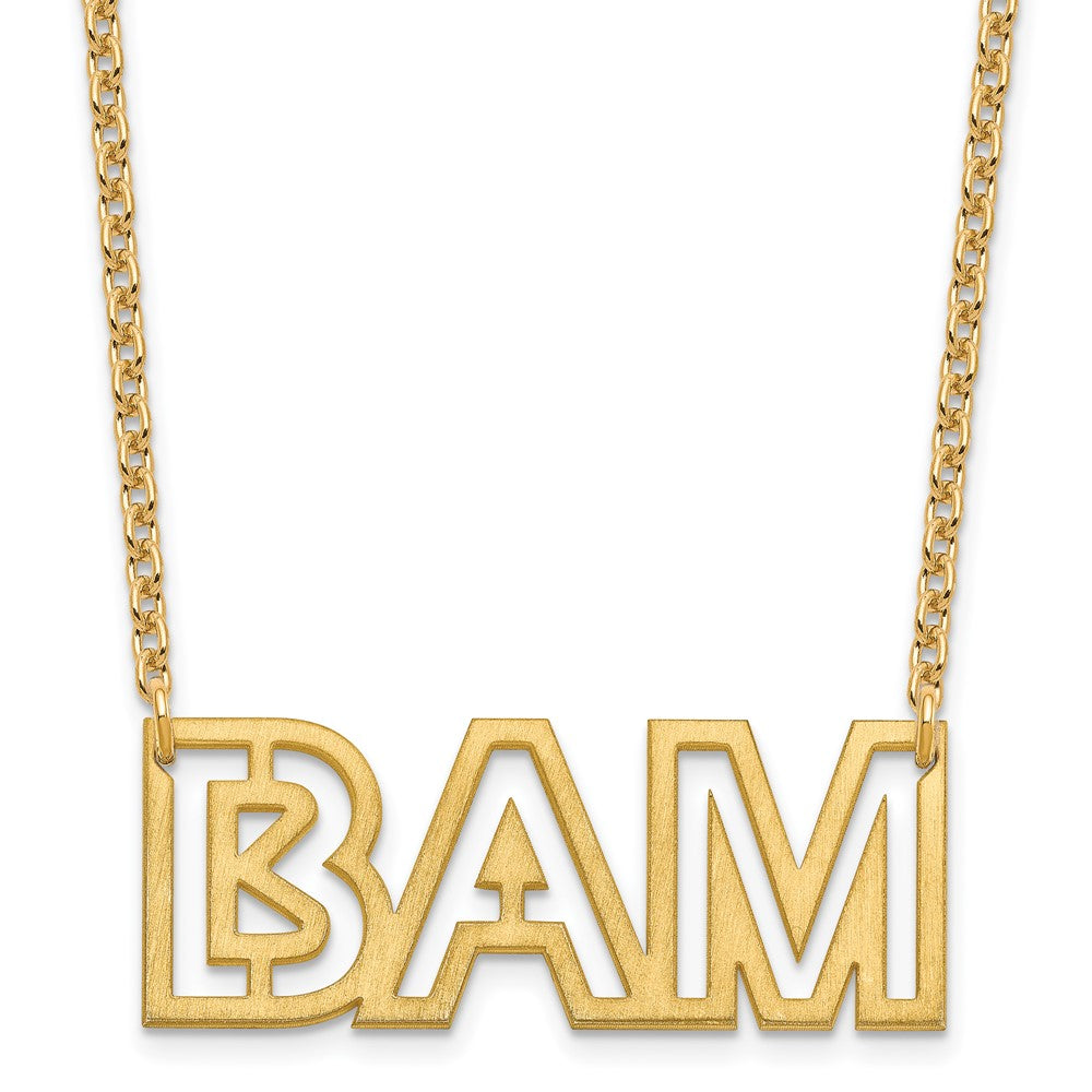 Sterling Silver Gold plated Small Brushed 3 Letter Necklace