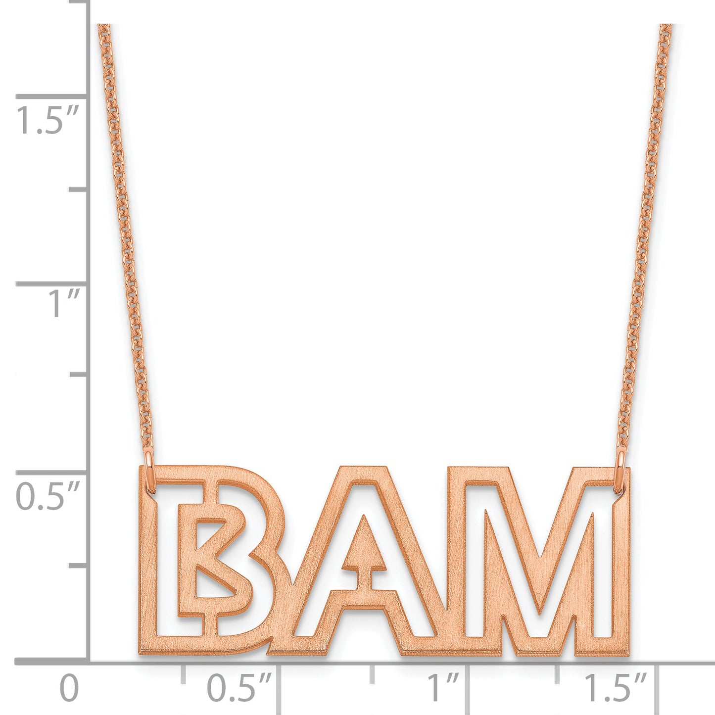 14K Rose Gold Small Brushed 3 Letter Necklace