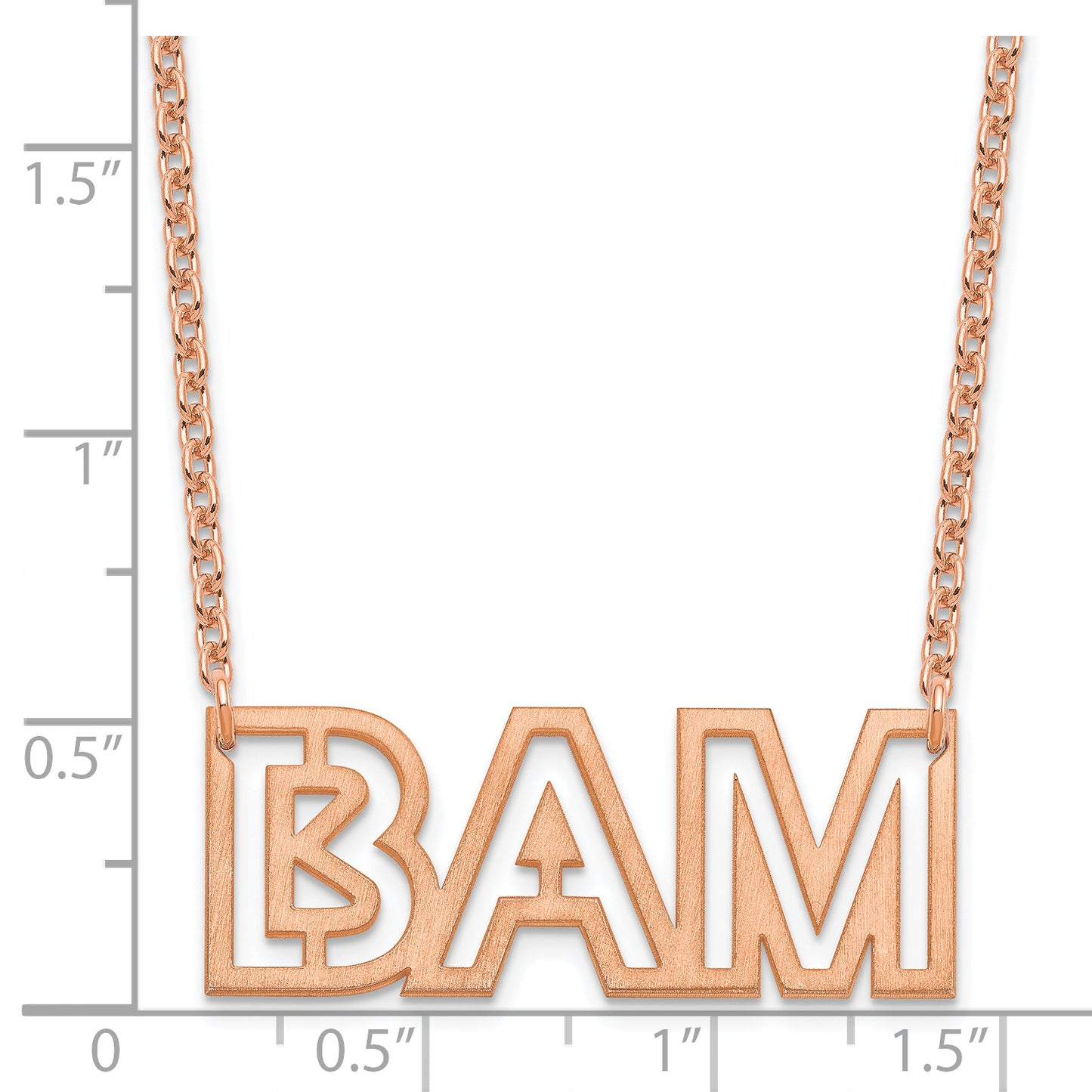 Sterling Silver Rose Gold plated Small Brushed 3 Letter Necklace