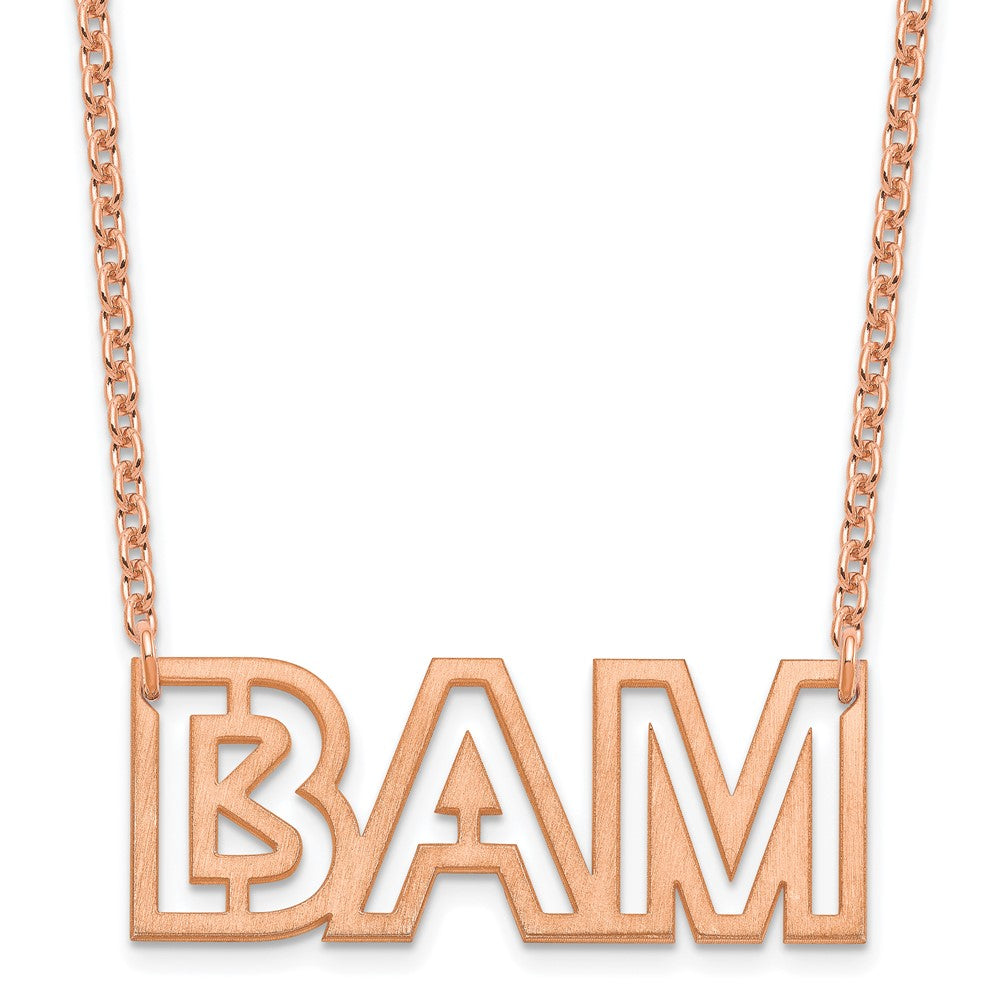 Sterling Silver Rose Gold plated Small Brushed 3 Letter Necklace