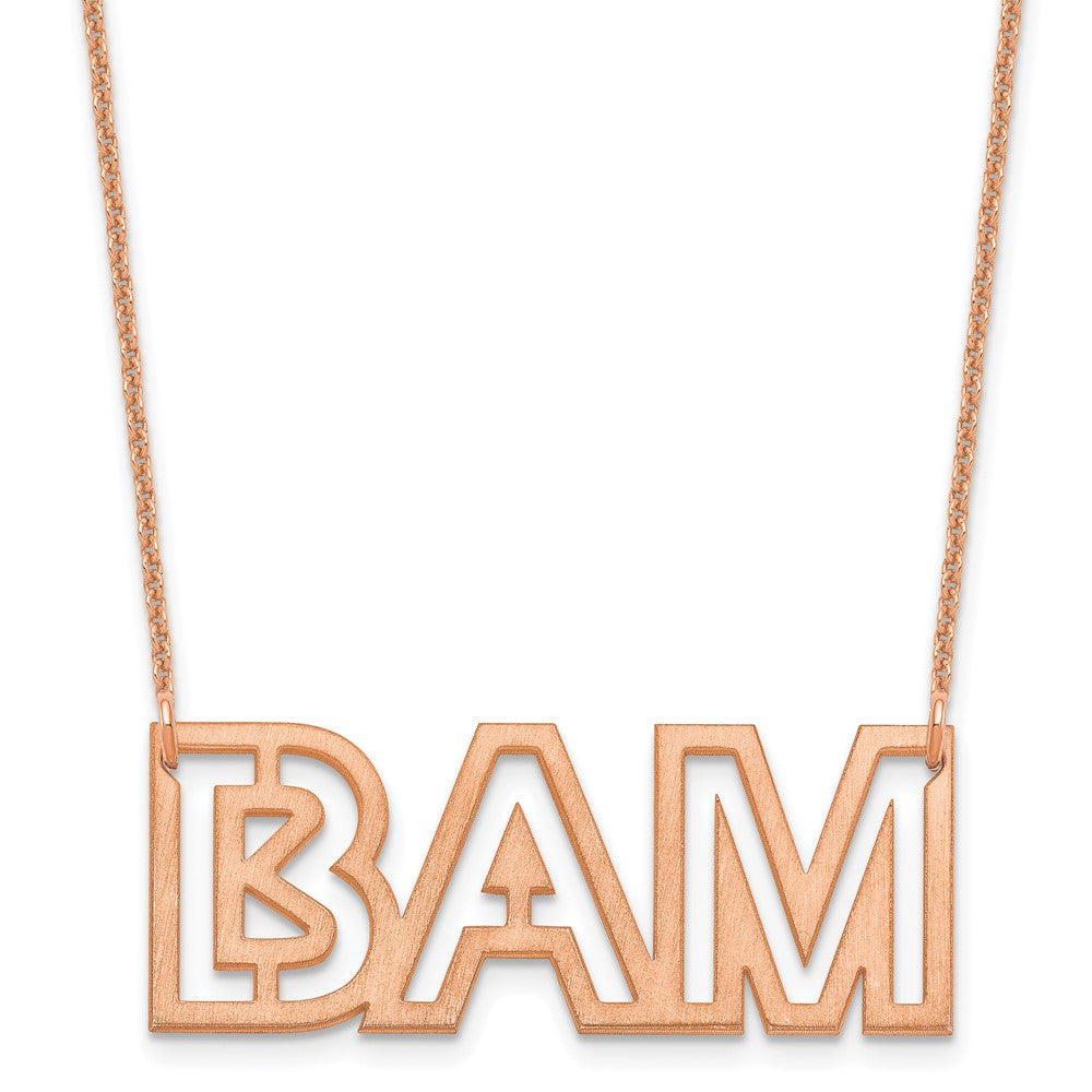 14K Rose Gold Small Brushed 3 Letter Necklace