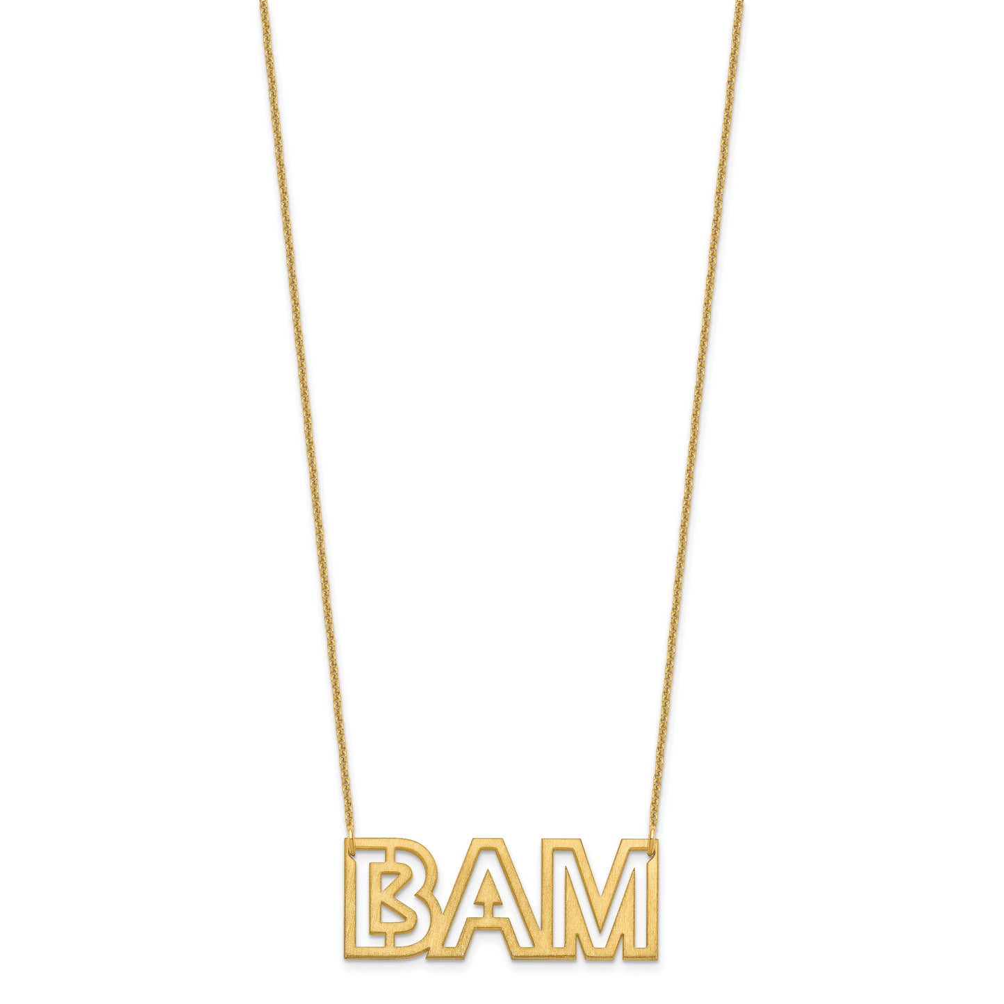 14K Yellow Gold Small Brushed 3 Letter Necklace