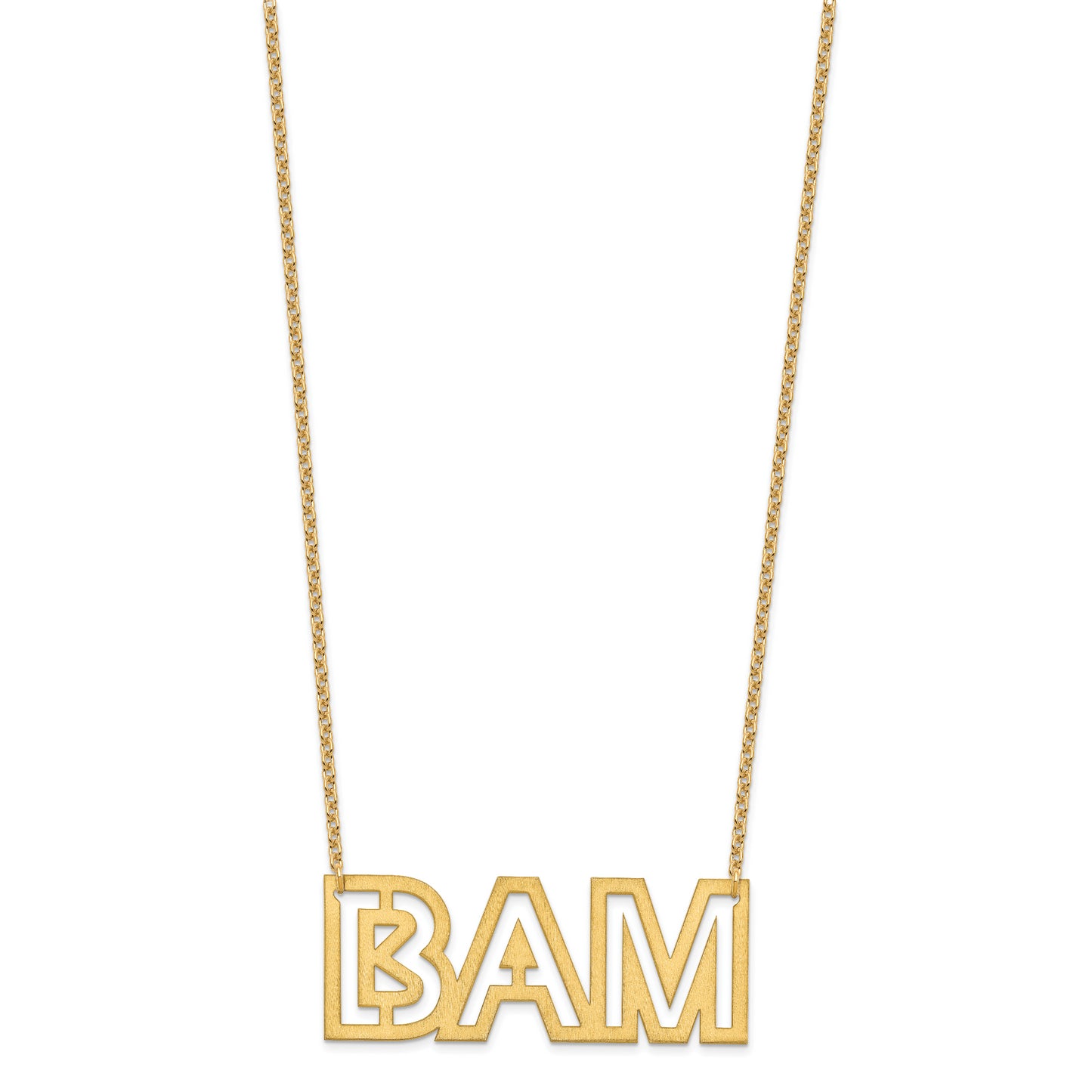 Sterling Silver Gold plated Large Brushed 3 Letter Necklace