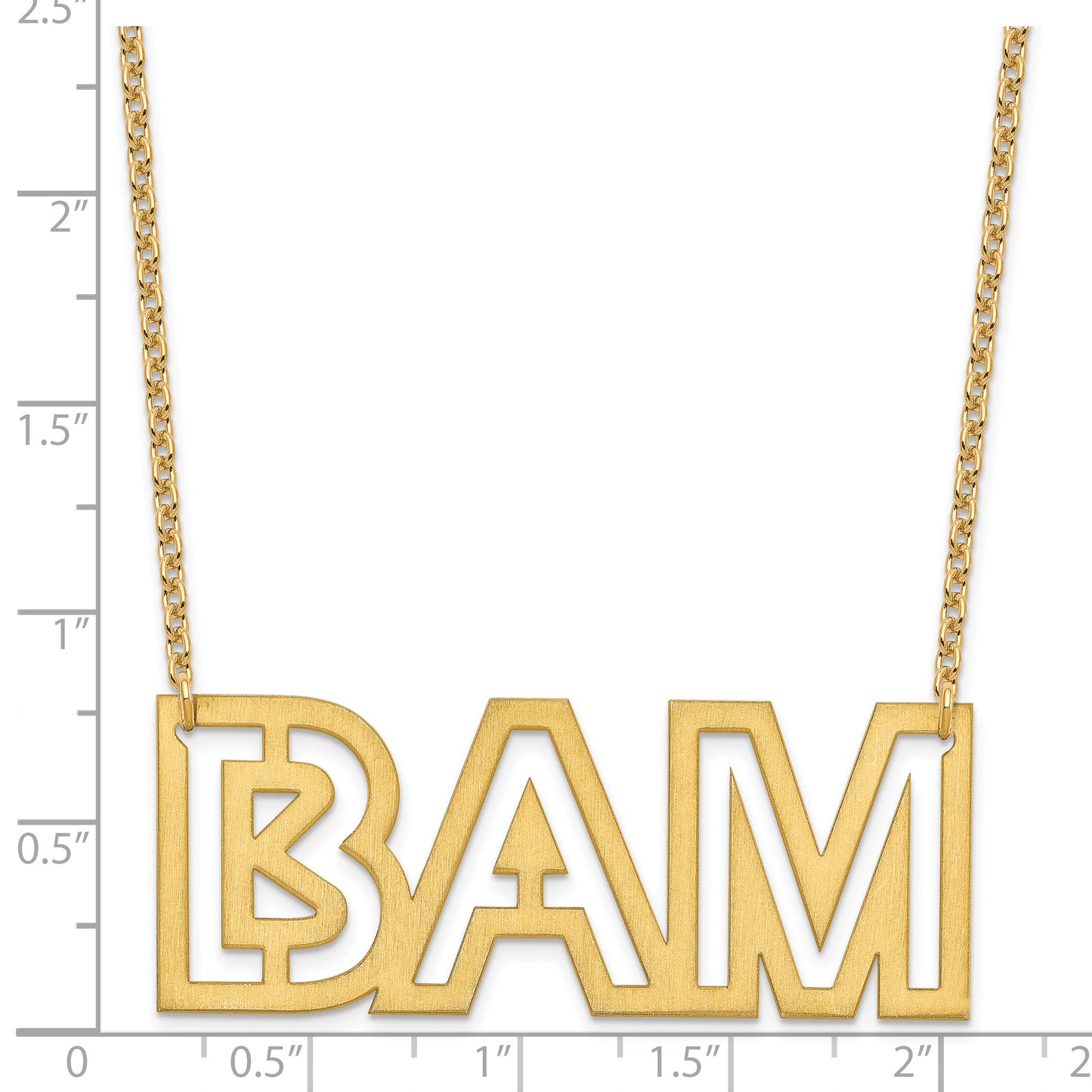 Sterling Silver Gold plated Large Brushed 3 Letter Necklace