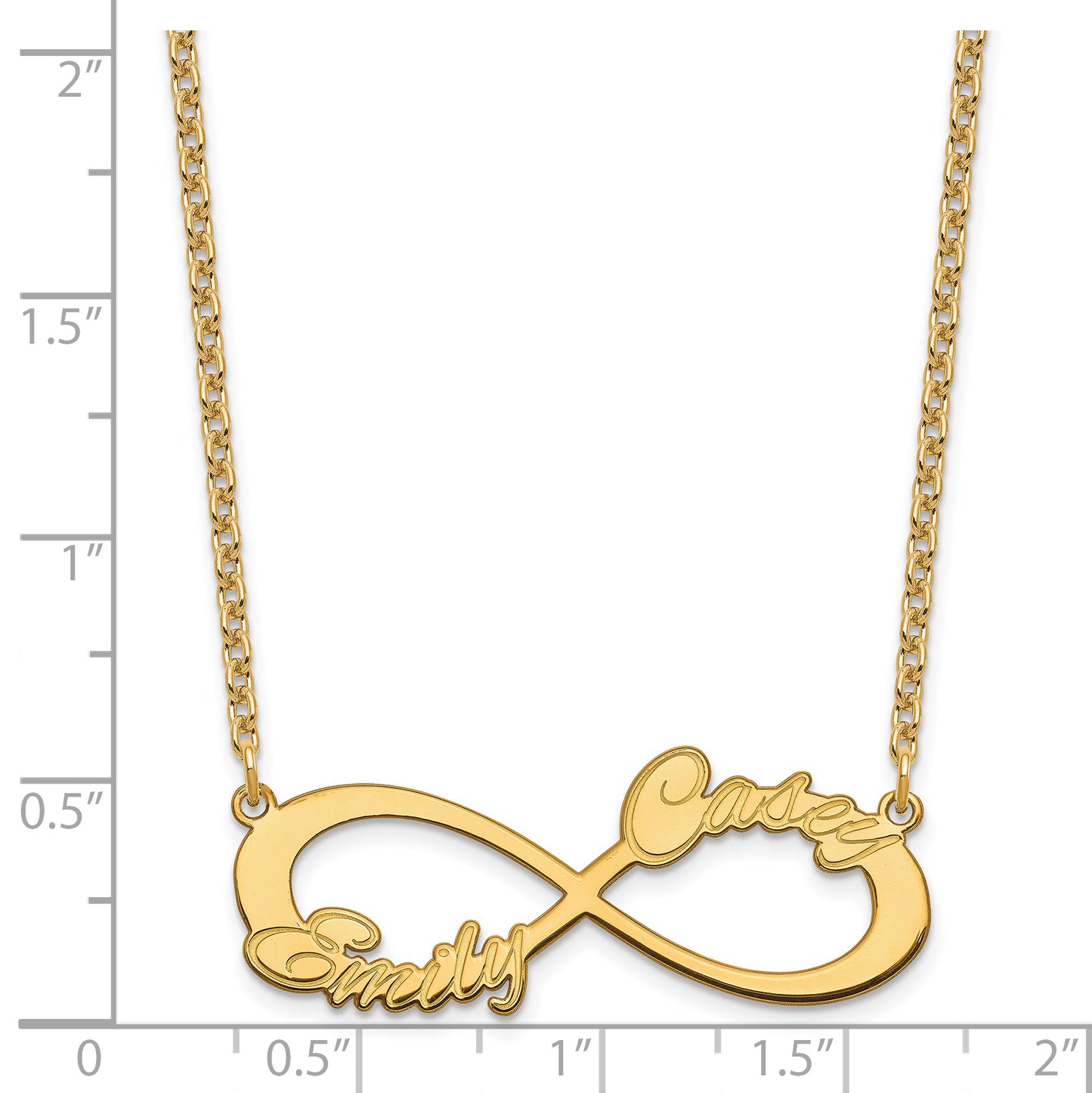 Sterling Silver Gold plated 2 Name Infinity Necklace
