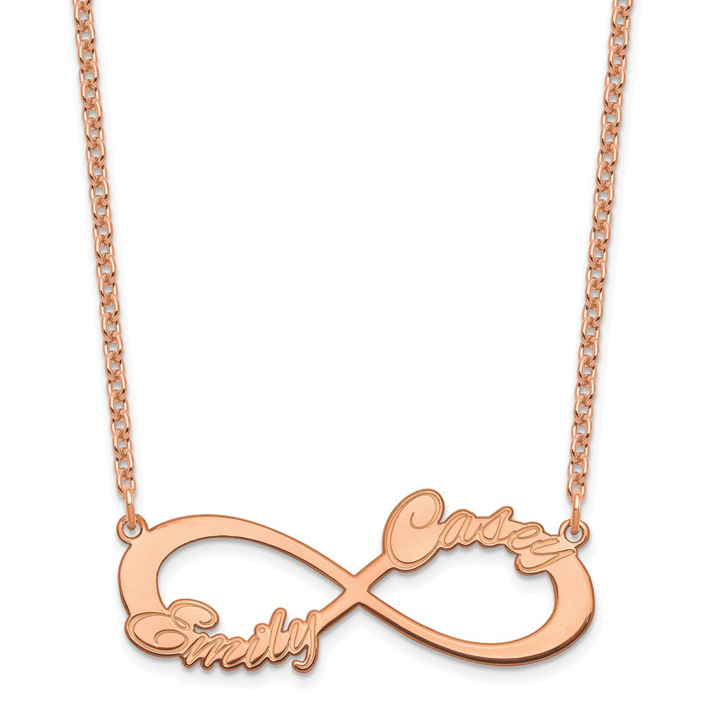 Sterling Silver Rose Gold plated 2 Name Infinity Necklace